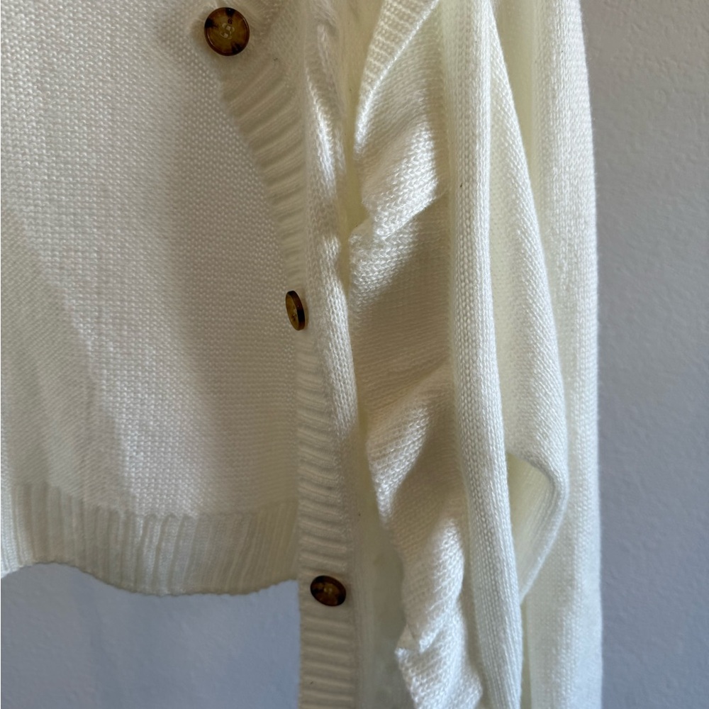 Women's Cream Ruffled Cardigan by Divided - Picture 4 of 4